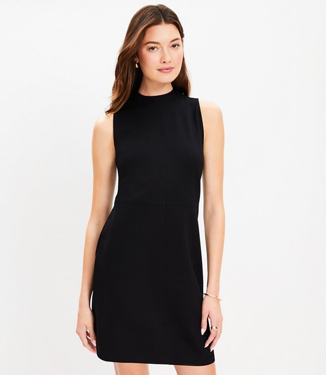 Seamed Ponte Mock Neck Dress