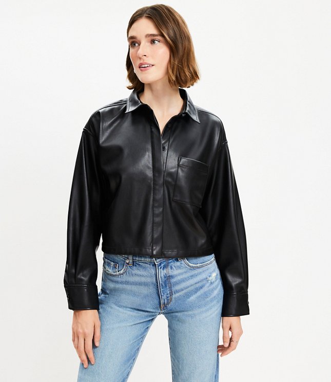 Faux Leather Modern Pocket Shirt