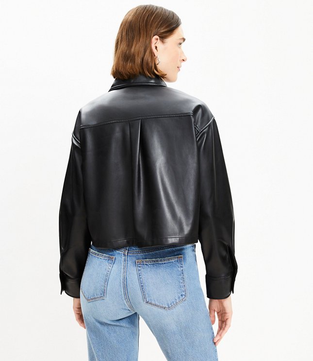 Faux Leather Modern Pocket Shirt