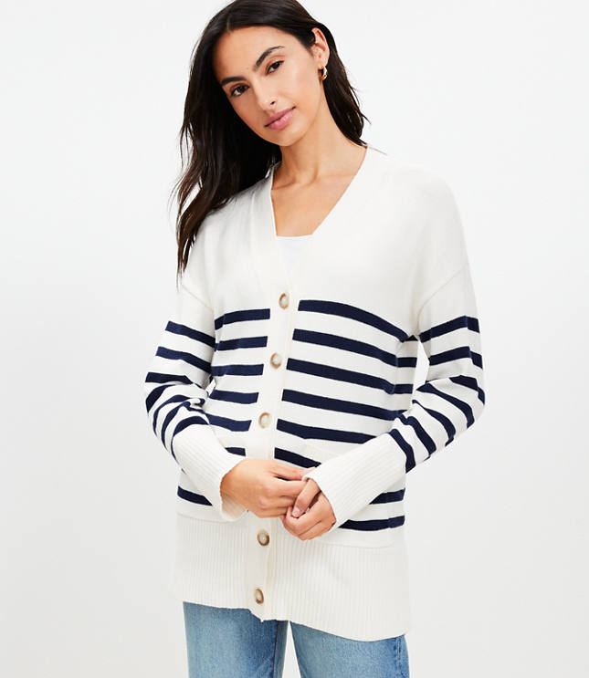 Striped Modern Poncho - Snowy White