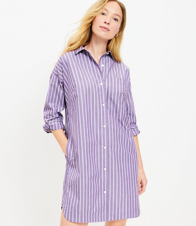 Striped Mini Pocket Shirtdress