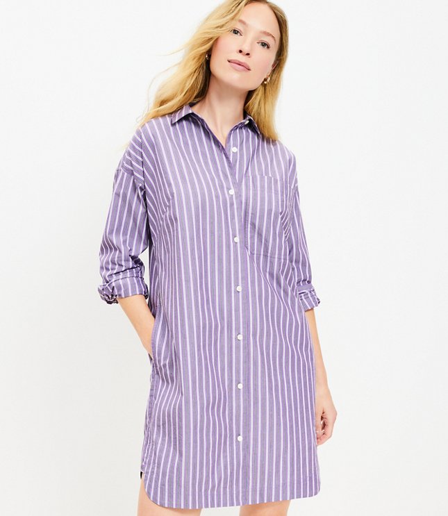 Striped Mini Wrap Shirtdress