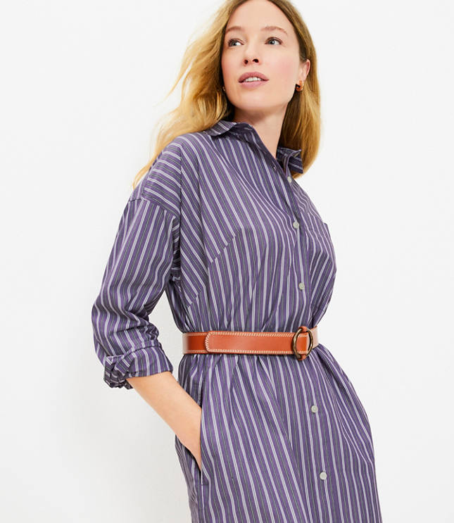 Striped Mini Wrap Shirtdress