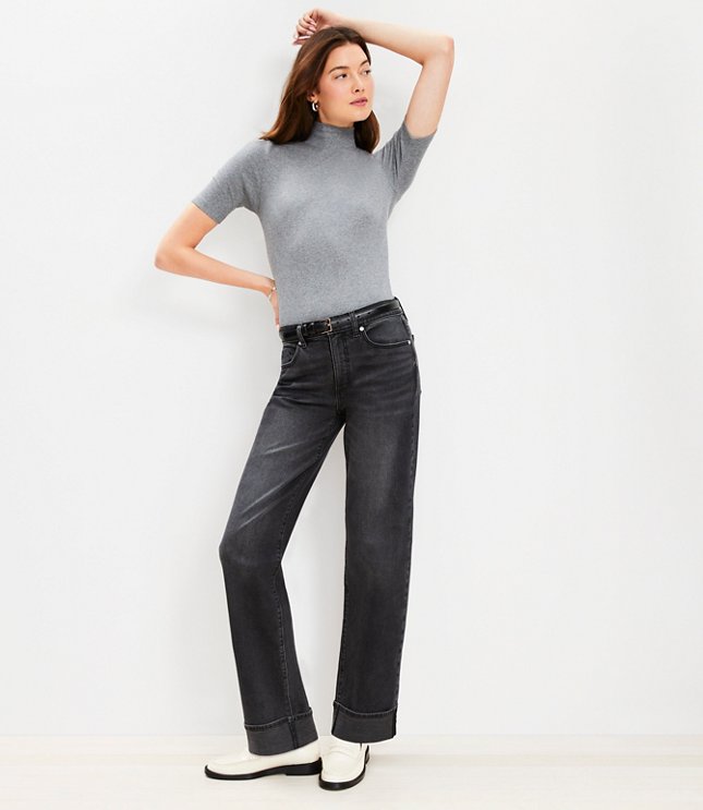 Slouchy Boyfriend Jeans in Washed Black Wash