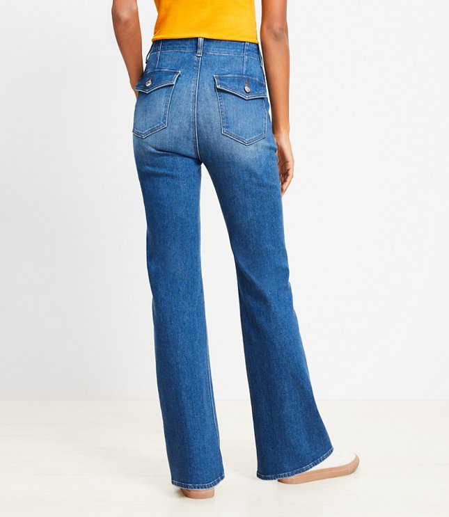 High Rise Relaxed Flare Jeans Mid Vintage Wash