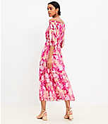 Floral Ikat Clip Balloon Sleeve Off The Shoulder Midi Dress carousel Product Image 3