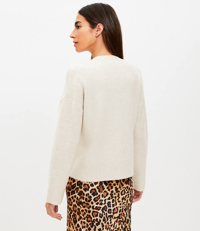 Ribbed Sleeve V-Neck Cardigan