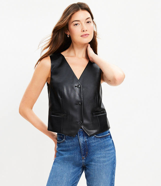 Faux Leather Pocket Vest