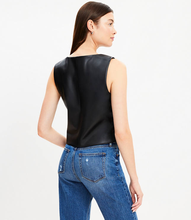 Faux Leather Pocket Vest
