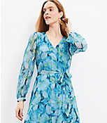 Shimmer Floral Ikat Ruffle Wrap Dress carousel Product Image 2