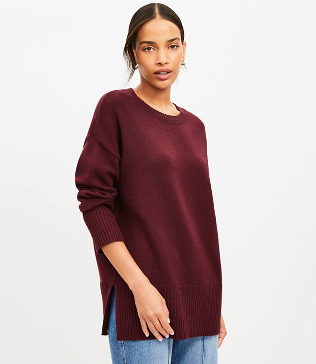 Modern Tunic Sweater - Deep Burgundy