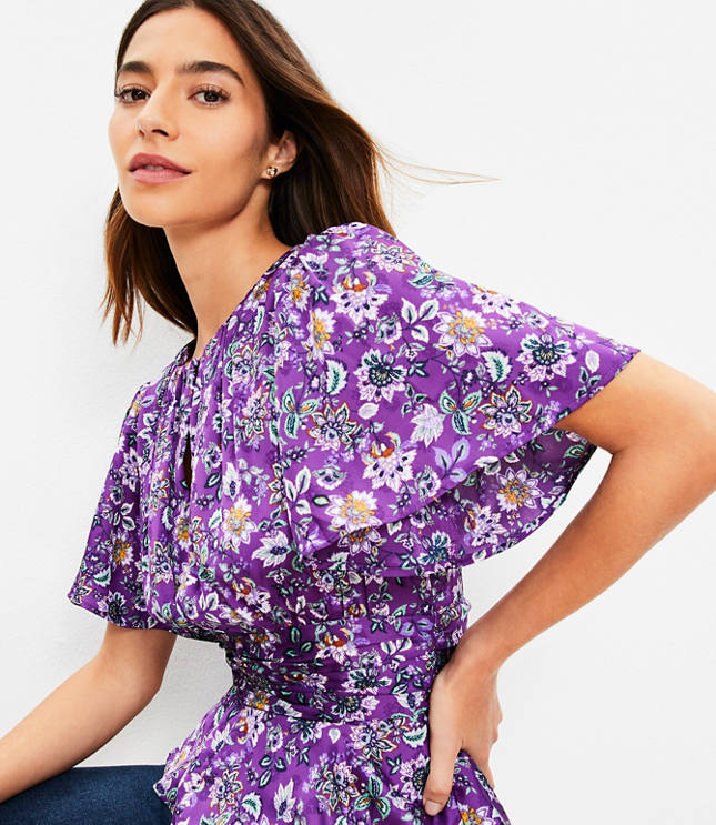 Floral Crinkle Jacquard Off The Shoulder Top