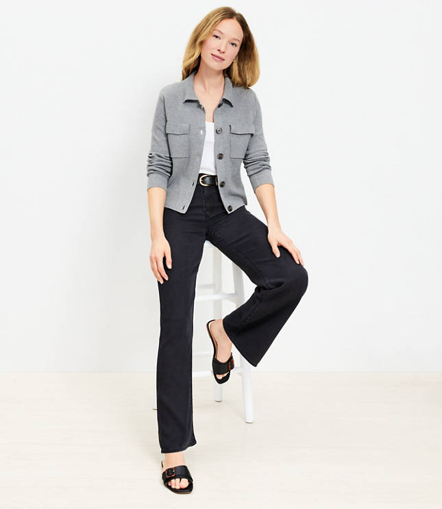 Mid Rise Wide Leg Jeans in Washed Black