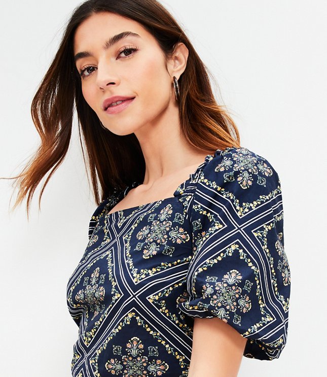 Embroidered Square-Neck Top