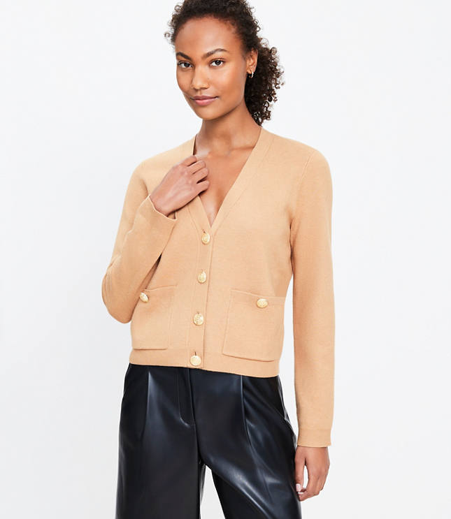 V-Neck Sweater Jacket - Perfect Camel