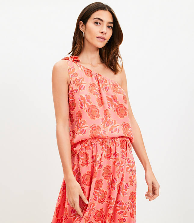 Petite Textured Floral Tie Strap Off The Shoulder Top