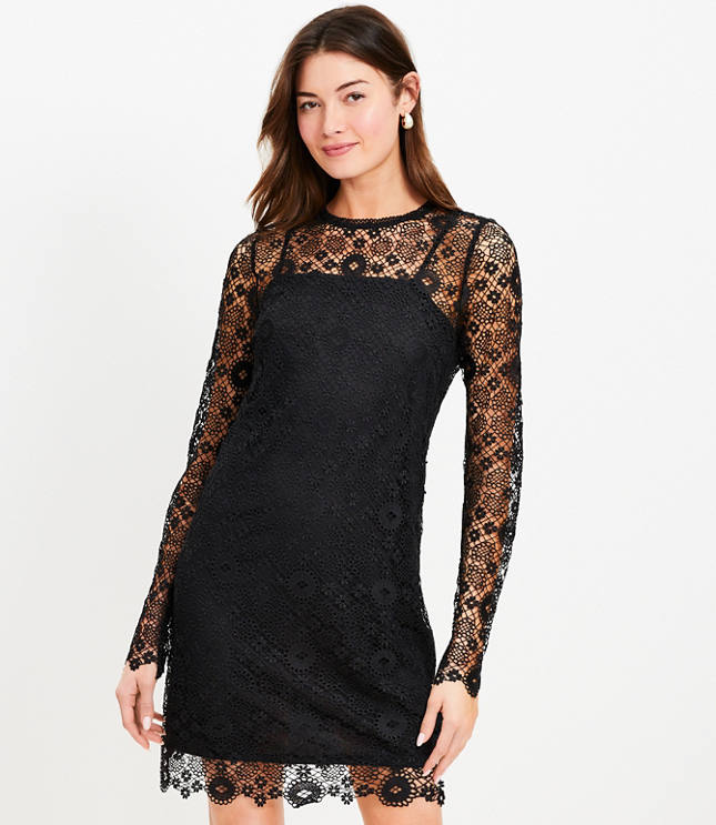 Lace Long Sleeve Mini Dress