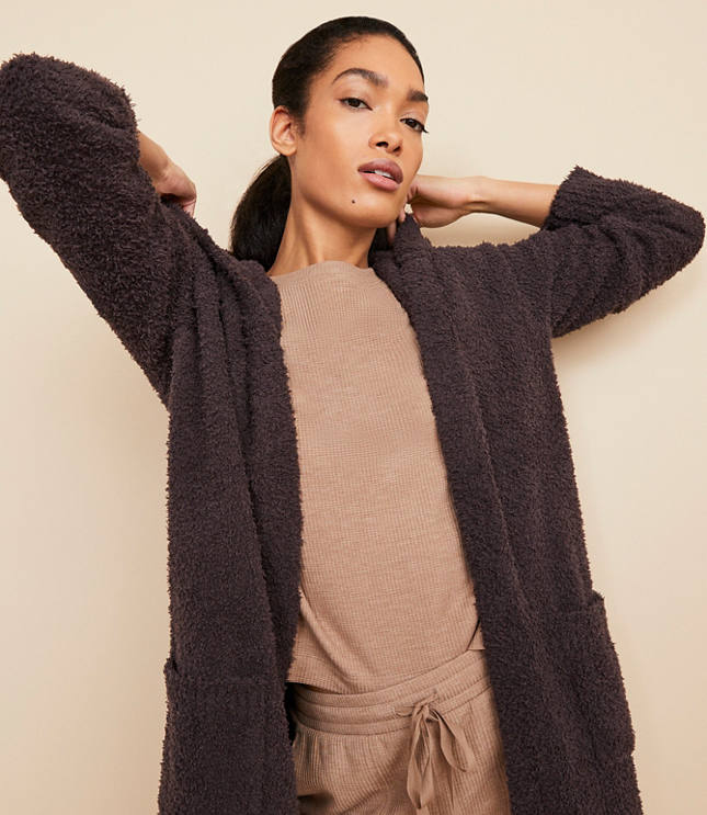 Lou Grey Cozy Up Hooded Pocket Open Cardigan