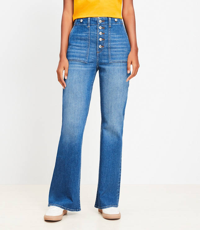 High Rise Slim Flare Jeans in Rich Dark Indigo Wash