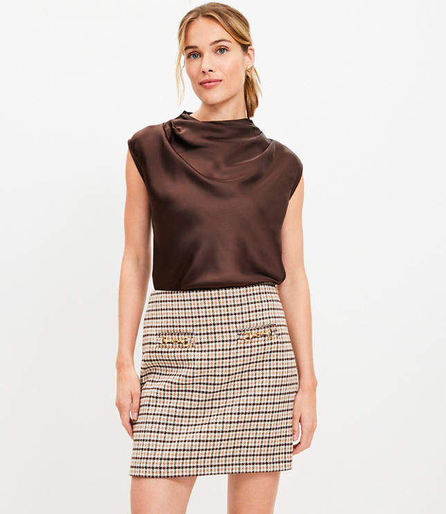 Horsebit Plaid Mini Skirt