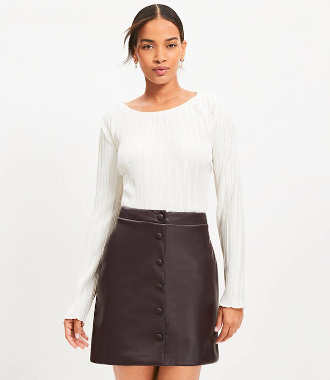 Faux Leather Snap Mini Skirt