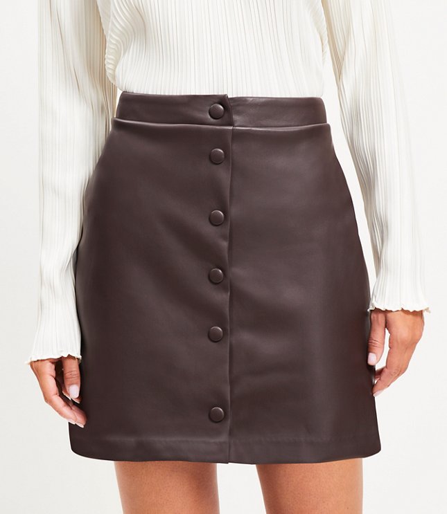 Faux Leather Snap Mini Skirt