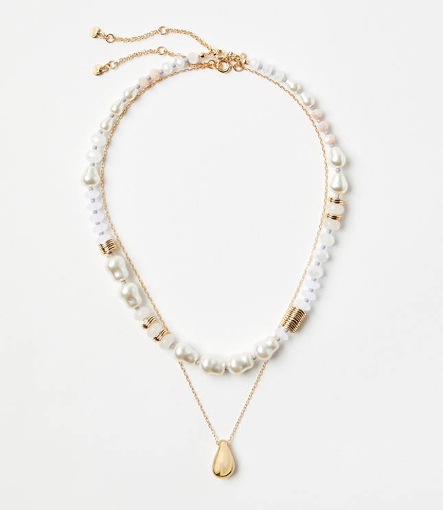 Freshwater Pearl Bean Layered Statement Necklace