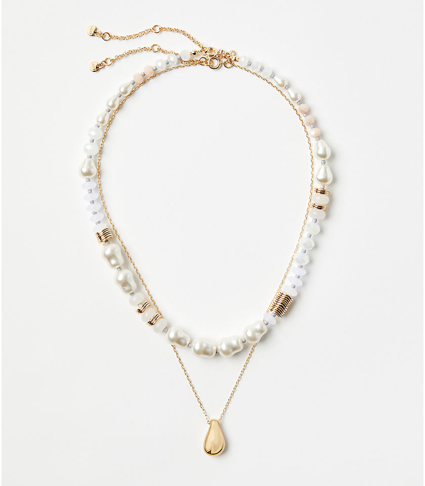 Freshwater Pearl Bean Layered Statement Necklace