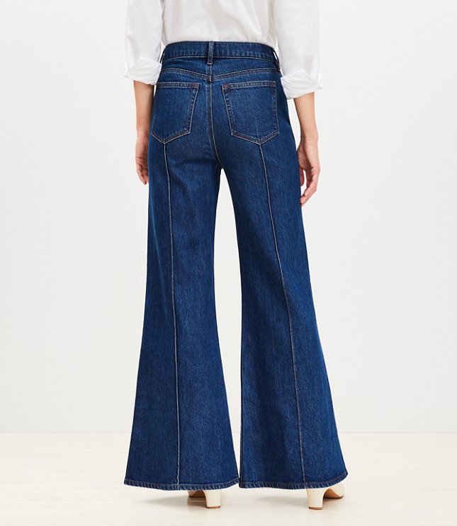 Petite High Rise Super Flare Jeans Refined Mid Indigo Wash