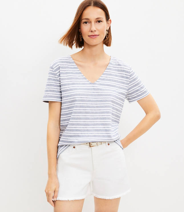 Turquoise Accent V-Neck Tee