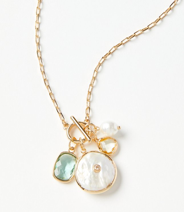 Pearlized Cluster Toggle Necklace