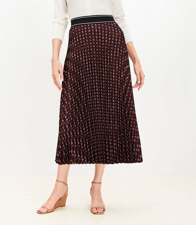 Petite Bow Pleated Midi Skirt