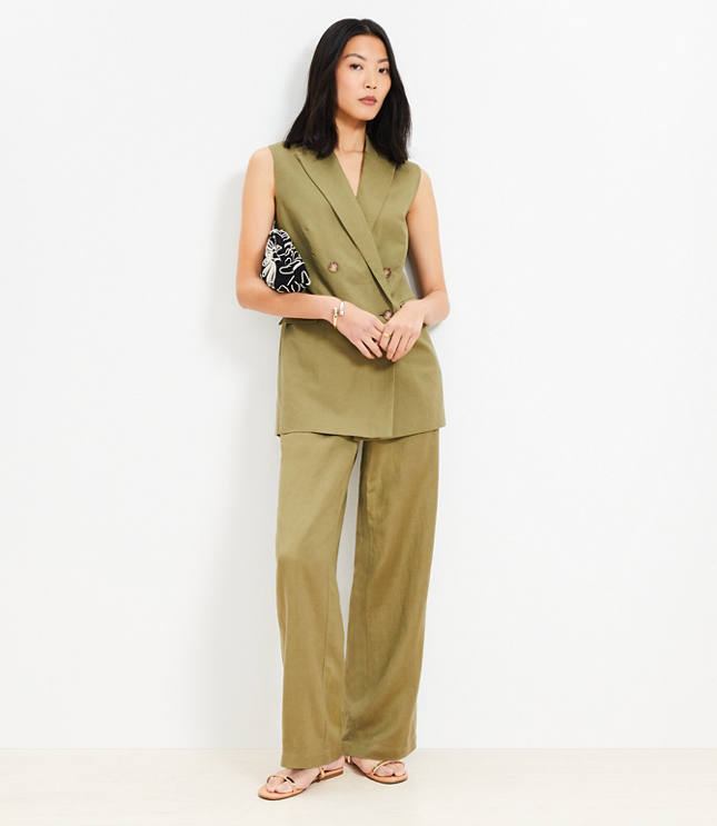 Loft Petite Linen Blend Double Breasted Vest