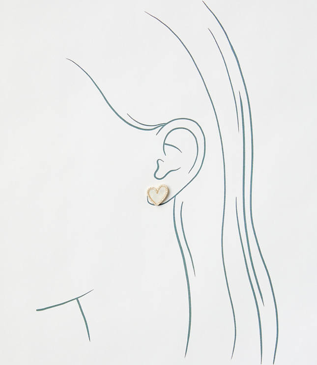 Mother Of Pearl Sparkle Heart Stud Earrings