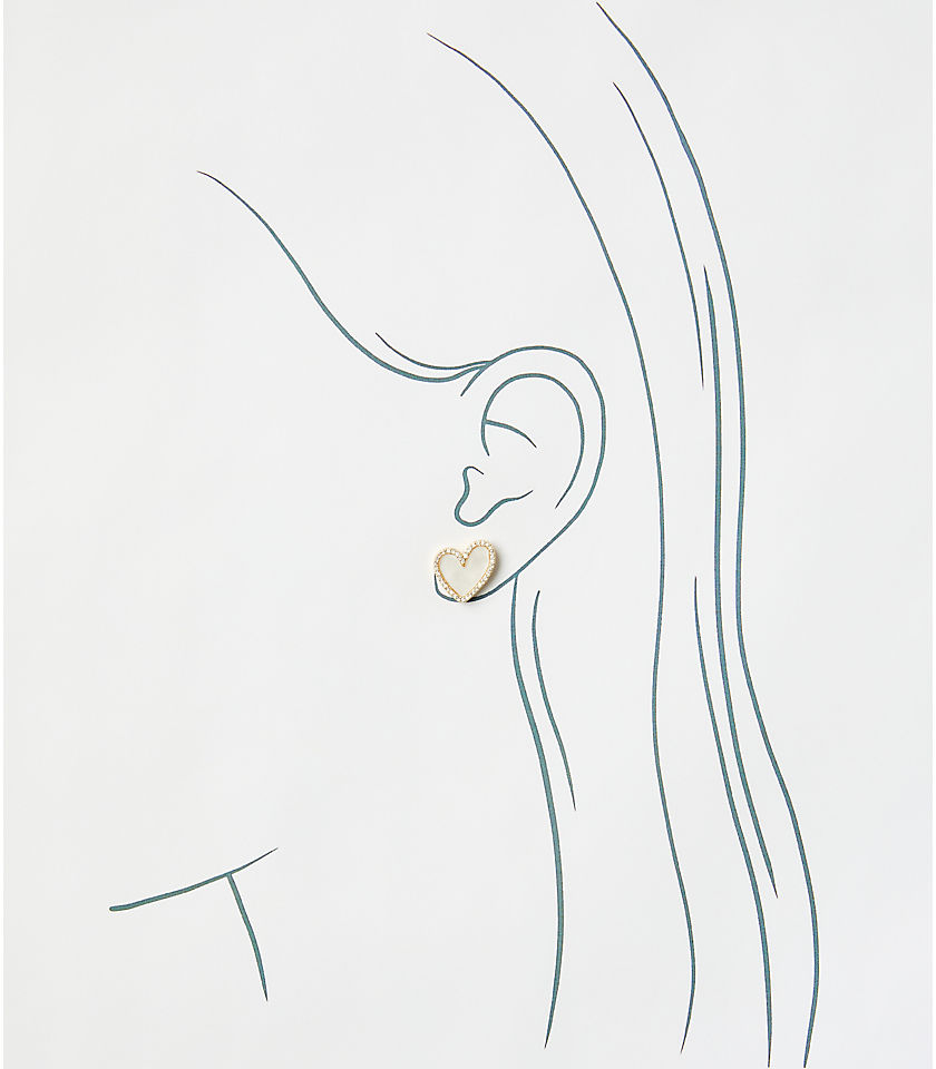 Mother Of Pearl Sparkle Heart Stud Earrings