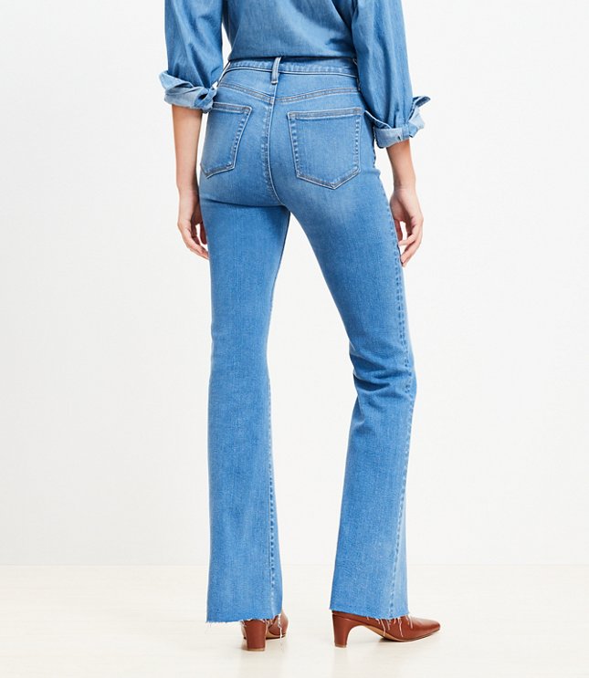 Petite Fresh Cut High Rise Slim Flare Jeans in Light Wash Indigo carousel Product Image 3