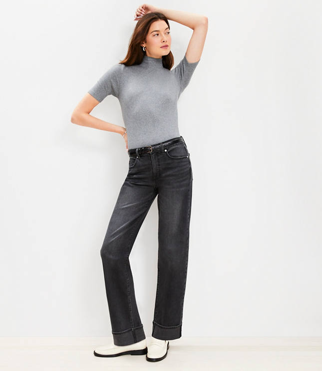 Petite Slouchy Boyfriend Jeans in Washed Black Wash