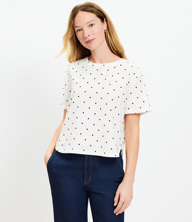 Petite Dotted Clean Short Sleeve Top