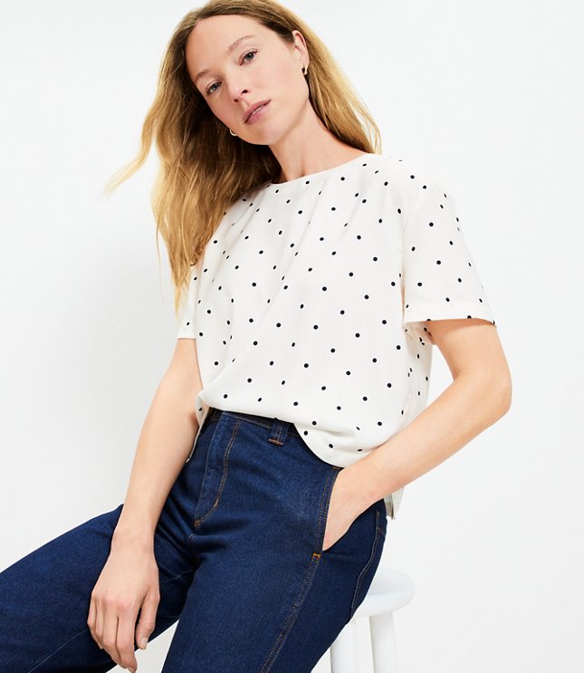 Petite Dotted Clean Short Sleeve Top