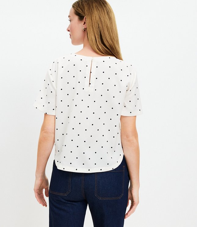 Petite Dotted Clean Short Sleeve Top