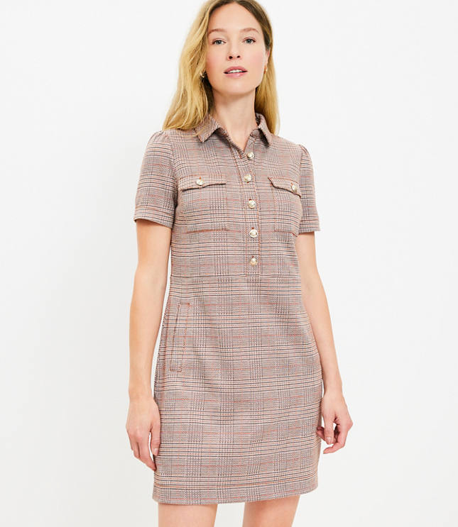 Plaid Mini Shift Pocket Dress