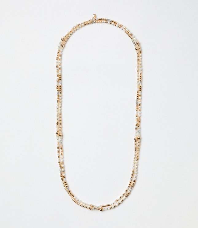Pearlized Beaded Extra Long Necklace