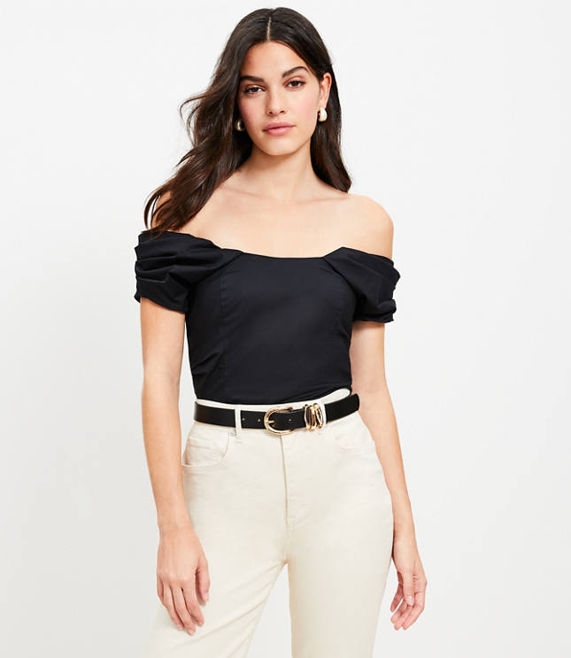 Paisley Crinkle Jacquard Off The Shoulder Top