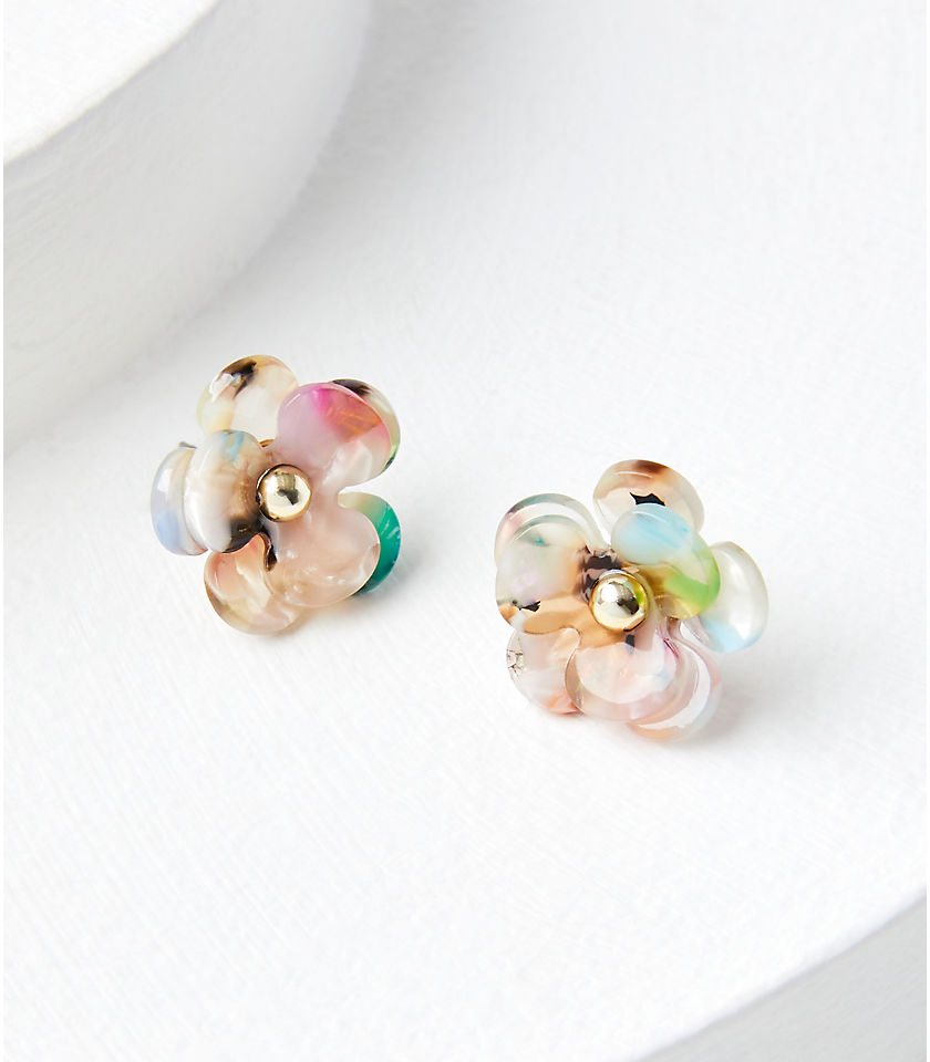 Tortoiseshell Print Flower Earrings
