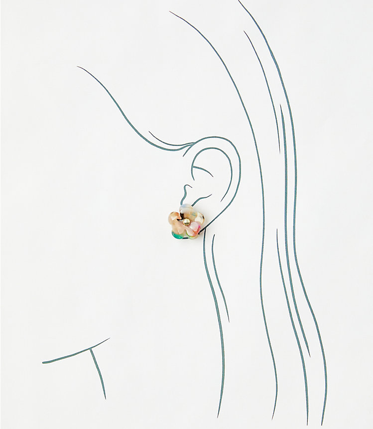Tortoiseshell Print Flower Earrings image number null