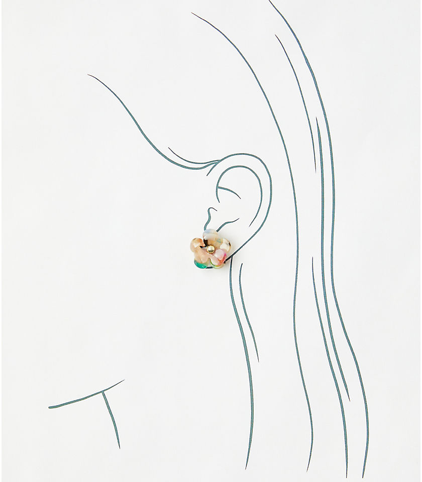 Tortoiseshell Print Flower Earrings