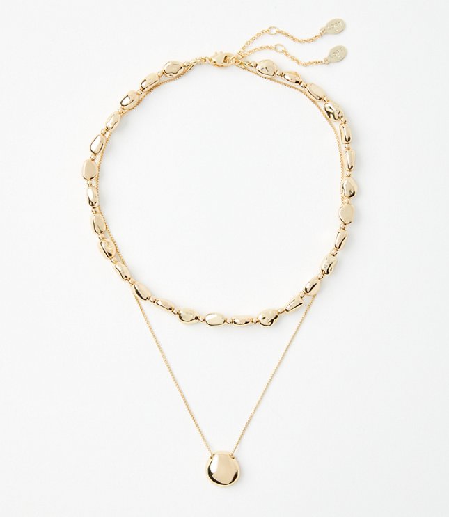 Metal Bean Layered Necklace