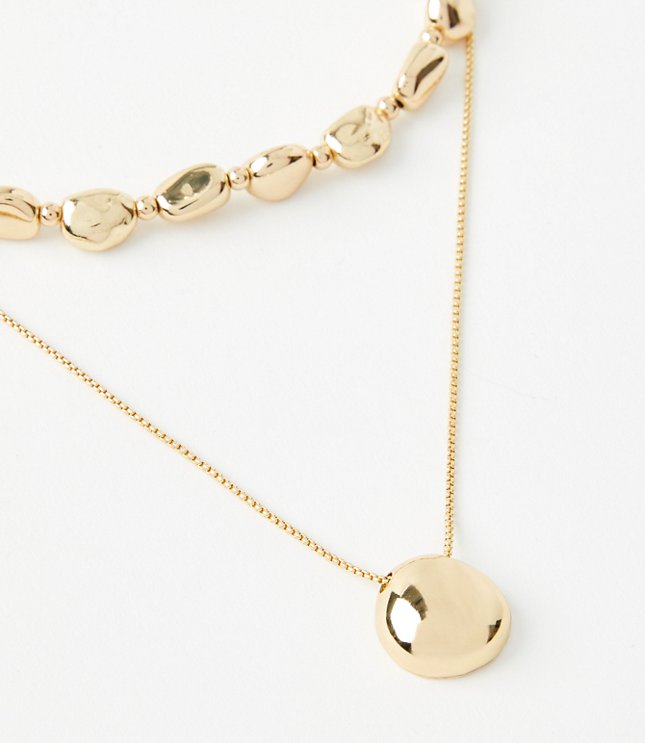 Textured Chain Link Necklace - Goldtone