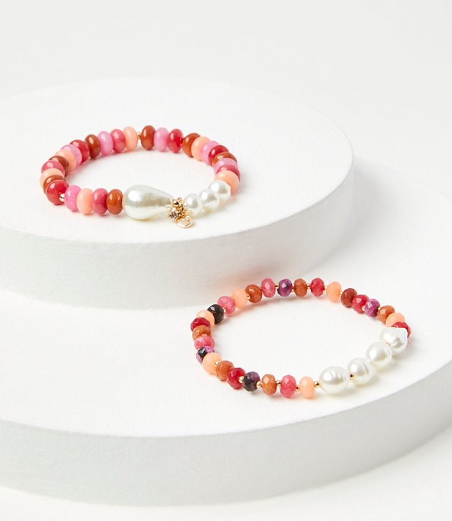 Pearlized Beaded Bracelet Set