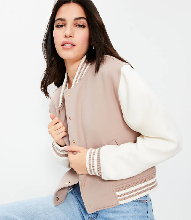 Petite Colorblock Twill Bomber Jacket